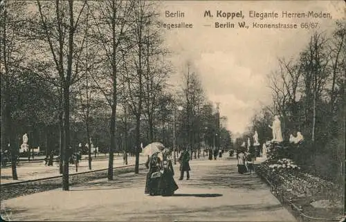 Ansichtskarte Tiergarten-Berlin Siegesallee 1908