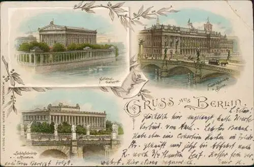 Mitte-Berlin Nationalgalerie, Friedrichsbrücke und Schlossbrücke 1898