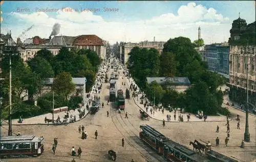 Ansichtskarte Mitte-Berlin Potsdamer Platz und Leipziger Straße 1910