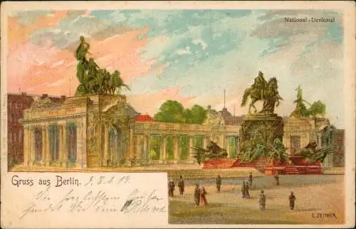 Ansichtskarte Mitte-Berlin National-Denkmal 1904