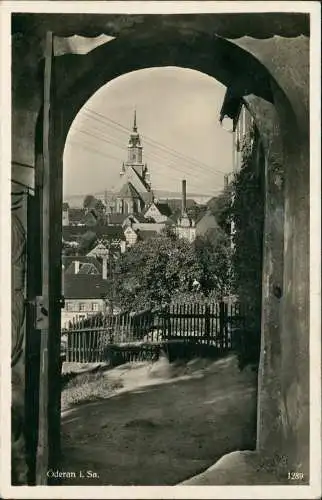 Ansichtskarte Oederan Tordurchblick auf die Stadt 1931