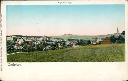Ansichtskarte Oederan Stadt mit Blick zur Augustusburg 1910