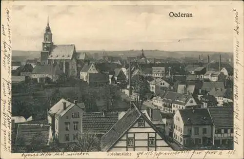 Ansichtskarte Oederan Totalasicht - Fachwerkhaus 1914