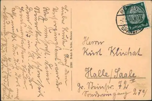 Ansichtskarte Oederan Partie an der Stadt 1923