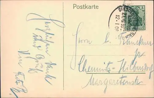 Ansichtskarte Oederan Totale 1908  gel. Bahnpoststempel