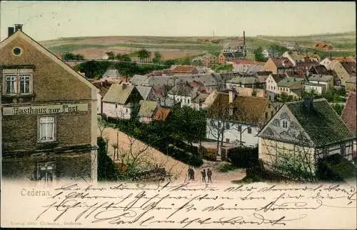 Ansichtskarte Oederan Straßenblick, Gasthaus zur Post 1905