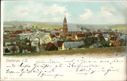 Ansichtskarte Oederan Partie an der Stadt 1901