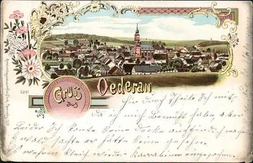 Ansichtskarte Litho AK Oederan Gruss aus... Totale 1900