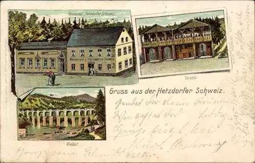 Ansichtskarte Oederan Restaurant Hetzdorfer Schweiz Hetzdorf 1909