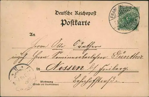 Ansichtskarte Frankenstein-Oederan Gasthof Bahnhof Mehrbild 1896