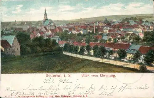 Ansichtskarte Oederan Blick vom Ehrenzug. 1902
