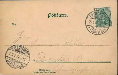 Ansichtskarte Oederan Blick vom Ehrenzug. 1902