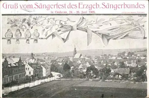 Ansichtskarte Oederan Gruß vom Sängerfest Erzgebirge Sängerbund Juni 1905