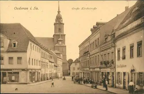 Ansichtskarte Oederan Große Kirchstraße 1916