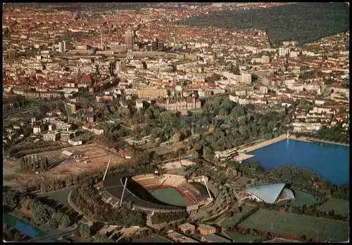 Hannover Luftaufnahme mit Niedersachsenstadion, Stadionbad und Maschsee 1970