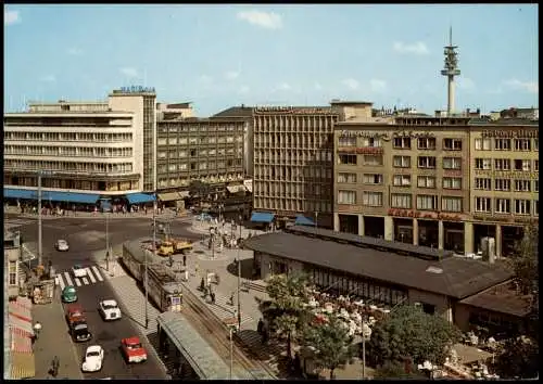 Hannover Straßen-Ansicht am Kröpcke, Tram, Autos u.a. VW Käfer 1970