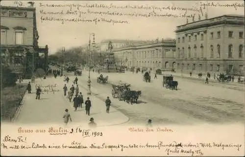 Ansichtskarte Mitte-Berlin Unter den Linden 1903