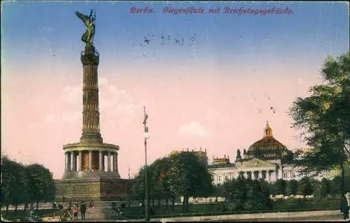 Ansichtskarte Mitte-Berlin Siegessäule mit Reichstagsgebäude 1932