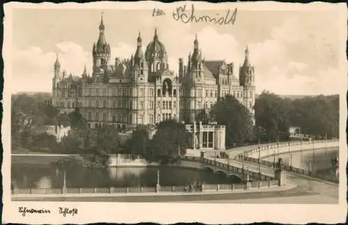 Ansichtskarte Schwerin Blick auf das Schloß 1935