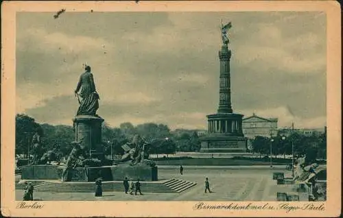 Ansichtskarte Mitte-Berlin Bismarckdenkmal und Sieges-Säule 1927