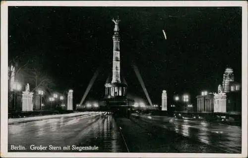 Ansichtskarte Mitte-Berlin Grosser Stern mit Siegessäule Propagandaschmuck 1935