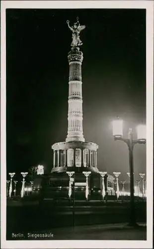 Ansichtskarte Mitte-Berlin Siegessäule bei Nacht Propagandaschmuck 1940