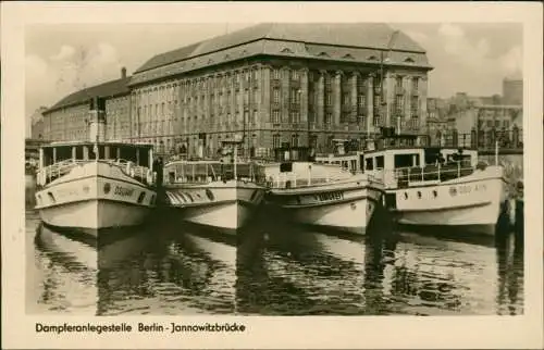 Ansichtskarte Mitte-Berlin Jannowitzbrücke, Dampferanlegestelle 1954