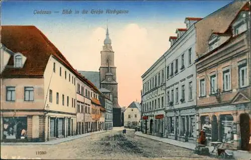 Ansichtskarte Oederan Große Kirchgasse - colorierte AK 1918