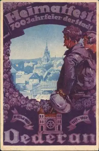 Ansichtskarte Oederan /00 Jahre Künstlerkarte Heimatfest 1927