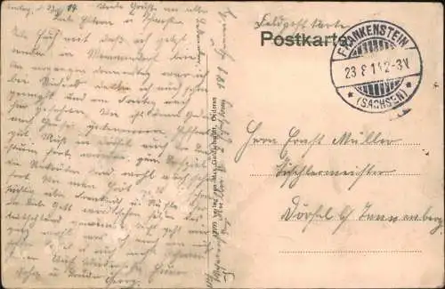 Ansichtskarte Memmendorf-Oederan Straßenpartie am Viadukt 1914