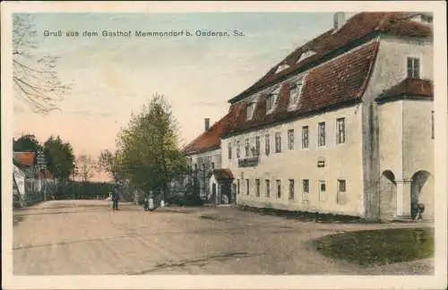 Ansichtskarte Memmendorf Oederan Gasthof Straße, Sachsen 1928 Bahnpoststempel