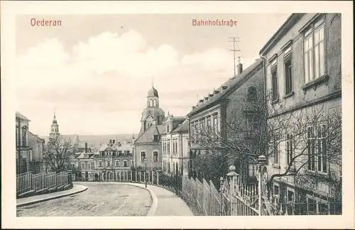 Ansichtskarte Oederan Bahnhofstraße - Sachsen 1919