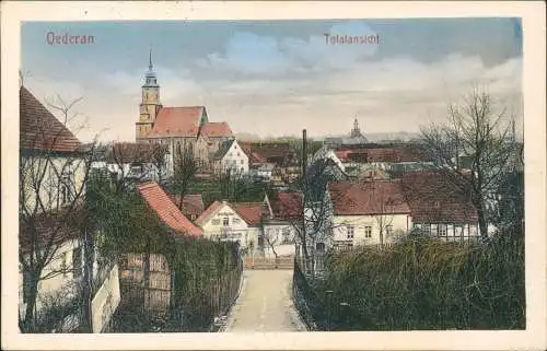 Ansichtskarte Oederan Straßenblick, Totale 1915