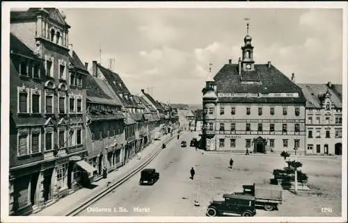 Ansichtskarte Oederan Marktplatz, Straße 1937