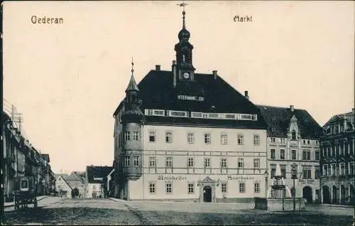 Ansichtskarte Oederan Marktplatz, Straße - Sparkasse 1918