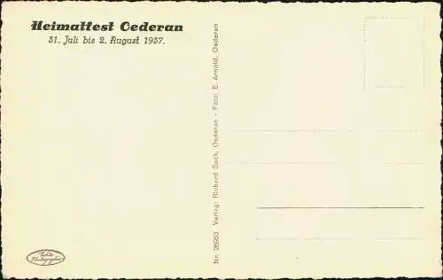 Ansichtskarte Oederan Totale Heimatfest 31. Juli bis 2. August 1937