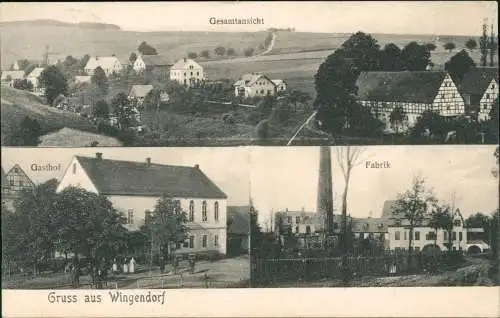 Wingendorf-Oederan 3 Bild: Totale, Gasthof, Fabrik Erzgebirge 1909