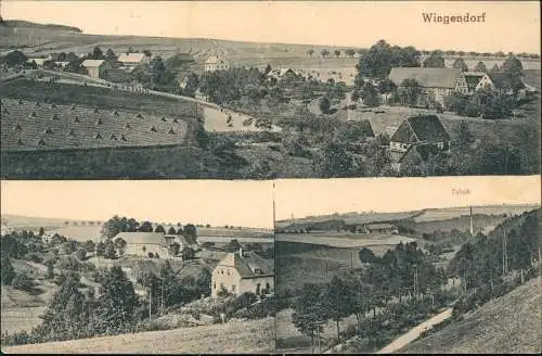 Ansichtskarte Wingendorf-Oederan 3 Bild: Fabrik Stadt Felder - Erzgebirge 1918