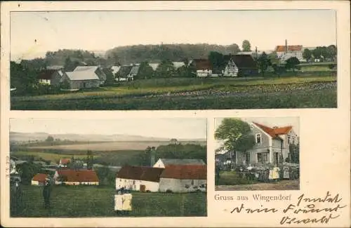 Ansichtskarte Wingendorf-Oederan 3 Bild: Gasthaus, Stadtansichten 1905