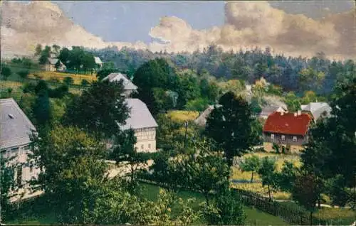 Ansichtskarte Börnichen-Oederan Blick ins Dorf - Photochromie 1919