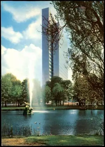 Ansichtskarte Düsseldorf Wasserspiele Gröne Jong am Thyssen-Haus 1970