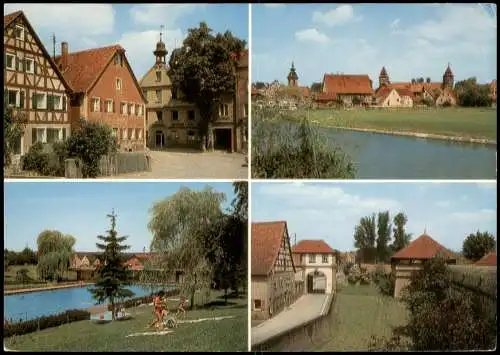 .Bayern Mehrbild-AK Lichtenau (Markt), Marktplatz, Schwimmbad, Wallgraben 1975