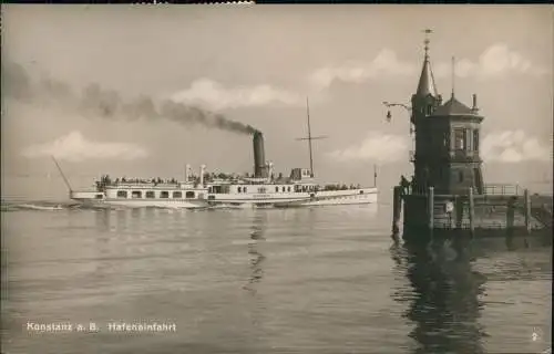 Ansichtskarte Konstanz Hafen Steamer Dampfer Bavaria - Fotokunst 1927