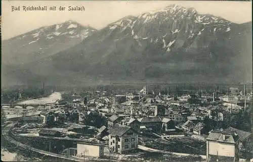 Ansichtskarte Bad Reichenhall Stadtblick mit Bahnstrecke 1929