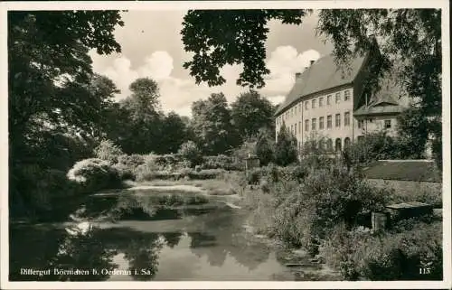 Ansichtskarte Börnichen-Oederan Rittergut, Teich - Fotokarte 1934