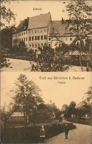 Ansichtskarte Börnichen-Oederan 2 Bild Straßenpartie, Schloß 1925