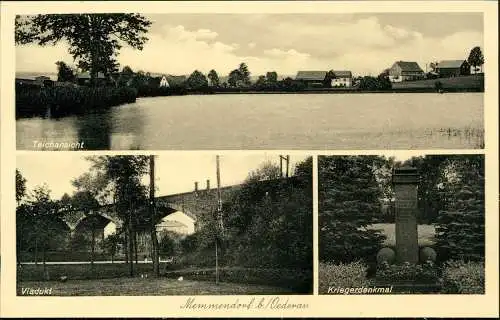 Ansichtskarte Memmendorf-Oederan 3 Bild: Stadt, Viadukt, Kriegerdenkmal 1928