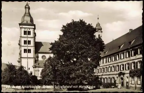 Amorbach Luftkurort im Odenwald, Schloßplatz mit Abteikirche 1960/1961