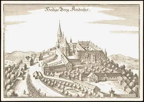 Andechs ANDECHS KLOSTER (anno 1650)  Kupferstich von Matthaeus Merian 1999