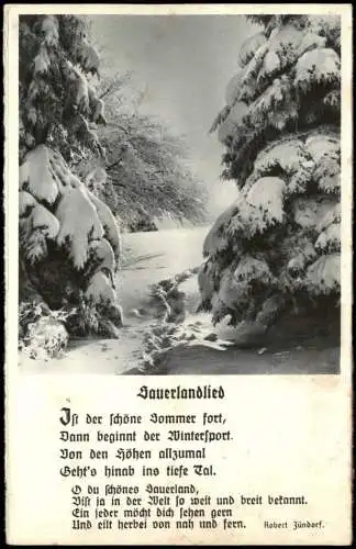 Ansichtskarte  Sauerlandlied Lied-Text, Stimmungsbild Winter-Landschaft 1940